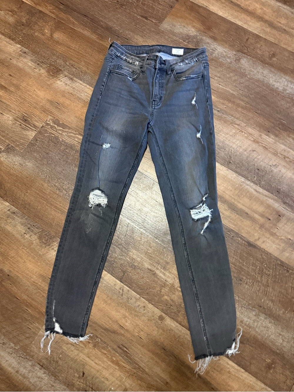 Women’s Skinny Distressed Gray Jeans - Stretch Slim Fit